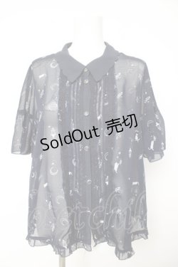 画像1: axes femme / ムーンキャットブラウス M 紺 Y-26-02-15-100-AX-BL-SZ-ZS