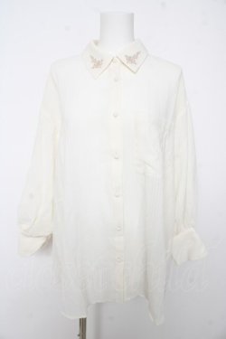 画像1: axes femme / 襟刺繍シアーチェックシャツ F 生成り Y-26-02-15-102-AX-BL-SZ-ZY