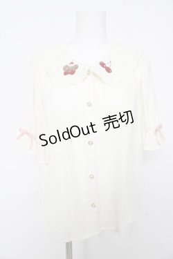 画像1: axes femme kawaii / クマパフェ刺繍ブラウス M 生成り Y-26-02-15-104-AX-BL-SZ-ZY