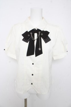 画像1: axes femme / ハトメ×チェーン付リボンブラウス F 生成り Y-26-02-15-107-AX-BL-SZ-ZY