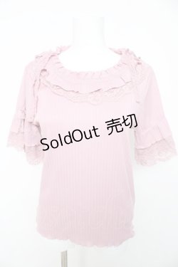 画像1: axes femme / フリル×レースリボンプルオーバー F ピンク Y-26-02-15-113-AX-TO-SZ-ZY