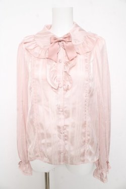 画像1: axes femme kawaii / ストライプシアーブラウス M ピンク Y-26-02-15-115-AX-BL-SZ-ZY