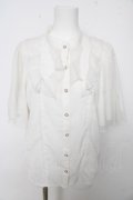 axes femme kawaii / チュールフリルブラウス M 白 Y-26-02-15-119-AX-BL-SZ-ZY
