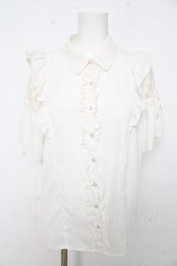 画像1: axes femme POETIQUE / レースラッフルブラウス M 白 Y-26-02-15-120-AX-BL-SZ-ZY