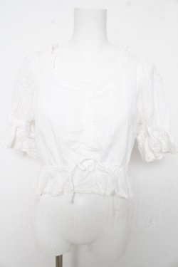 画像1: axes femme POETIQUE / コットンドロストフリルブラウス M 白 Y-26-02-15-121-AX-BL-SZ-ZY