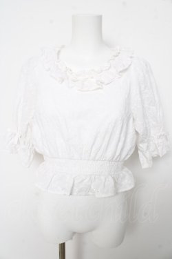 画像1: axes femme kawaii / ドット柄コットン風ブラウス M 白 Y-26-02-15-122-AX-BL-SZ-ZY