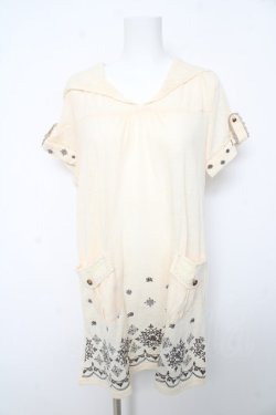 画像1: axes femme / 刺繍入りフードチュニック M キナリ Y-26-02-15-128-AX-OP-SZ-ZY