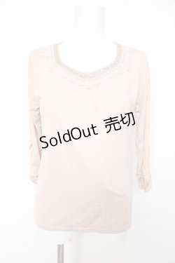 画像1: axes femme / レースラメ刺繍カットソー M 淡ピンク Y-26-02-15-132-AX-TO-SZ-ZS