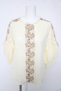 画像1: axes femme / 花レースボリュームパフ袖プルオーバー M 生成り Y-26-02-15-135-AX-TO-SZ-ZY