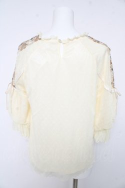 画像2: axes femme / 花レースボリュームパフ袖プルオーバー M 生成り Y-26-02-15-135-AX-TO-SZ-ZY