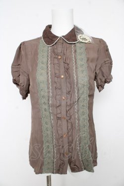 画像1: axes femme / パールネックレス付きブラウス M モカ Y-26-02-15-136-AX-BL-SZ-ZY