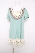 axes femme / はしごリボンレース半袖チュニック M ミント Y-26-02-15-144-AX-TO-SZ-ZY