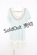 axes femme / はしごリボンレース半袖チュニック M ミント Y-26-02-15-144-AX-TO-SZ-ZY