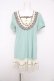 画像1: axes femme / はしごリボンレース半袖チュニック M ミント Y-26-02-15-144-AX-TO-SZ-ZY (1)