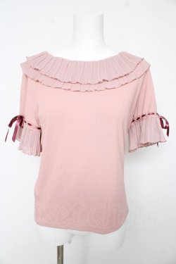 画像1: axes femme POETIQUE / プリーツフリル襟カットプルオーバー M ピンク Y-26-02-15-146-AX-TO-SZ-ZY