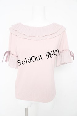 画像1: axes femme POETIQUE / プリーツフリル襟カットプルオーバー M ピンク Y-26-02-15-146-AX-TO-SZ-ZY