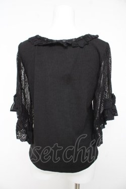 画像2: axes femme / レース×リボン袖プルオーバー M 黒 Y-26-02-15-151-AX-TO-SZ-ZY