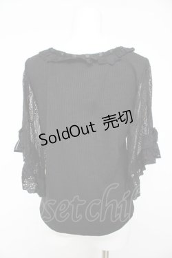 画像2: axes femme / レース×リボン袖プルオーバー M 黒 Y-26-02-15-151-AX-TO-SZ-ZY