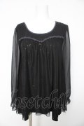 axes femme / スパンコールシフォンスリーブトップス M 黒 Y-26-02-15-153-AX-TO-SZ-ZY