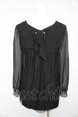 画像2: axes femme / スパンコールシフォンスリーブトップス M 黒 Y-26-02-15-153-AX-TO-SZ-ZY