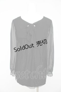 画像2: axes femme / スパンコールシフォンスリーブトップス M 黒 Y-26-02-15-153-AX-TO-SZ-ZS