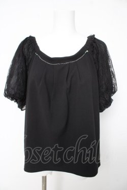 画像1: axes femme / レーススリーブトップ M 黒 Y-26-02-15-154-AX-TO-SZ-ZY