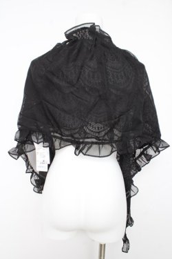 画像2: axes femme / シフォン×レース重ねショール  クロ Y-26-02-15-157-AX-TO-SZ-ZY