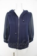 axes femme / シースルー袖パーカー M 紺 Y-26-02-15-159-AX-TO-SZ-ZY