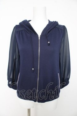 画像1: axes femme / シースルー袖パーカー M 紺 Y-26-02-15-159-AX-TO-SZ-ZY