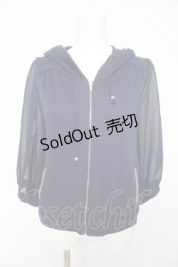 画像1: axes femme / シースルー袖パーカー M 紺 Y-26-02-15-159-AX-TO-SZ-ZS