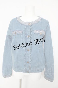 画像1: axes femme / ノーカラーデニムジャケット M ウォッシュ Y-26-02-15-162-AX-JA-SZ-ZS