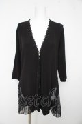 axes femme / レース切替ロングカーディガン M 黒 Y-26-02-15-163-AX-TO-SZ-ZY
