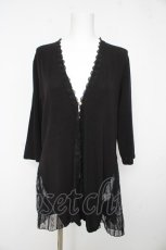 画像1: axes femme / レース切替ロングカーディガン M 黒 Y-26-02-15-163-AX-TO-SZ-ZS (1)