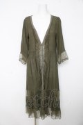 axes femme / ドットチュール切り替えロングカーディガン M カーキ Y-26-02-15-165-AX-TO-SZ-ZY