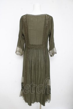 画像2: axes femme / ドットチュール切り替えロングカーディガン M カーキ Y-26-02-15-165-AX-TO-SZ-ZY