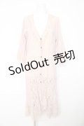 axes femme / 布帛切替レーシーロングカーディガン M ピンク Y-26-02-15-166-AX-TO-SZ-ZY