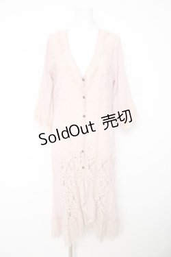 画像1: axes femme / 布帛切替レーシーロングカーディガン M ピンク Y-26-02-15-166-AX-TO-SZ-ZY