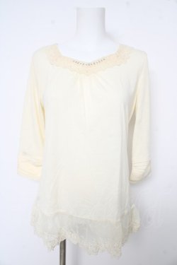 画像1: axes femme / 袖口Bigビジューインナープルオーバー M アイボリー Y-26-02-15-017-AX-TO-IG-ZY