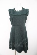 画像1: axes femme / パール付カットJQワンピース M グリーン Y-26-02-15-169-AX-OP-SZ-ZT390 (1)