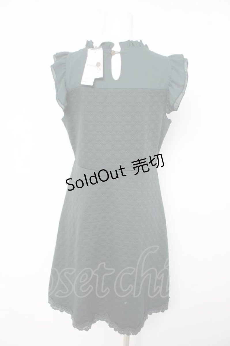 画像2: axes femme / パール付カットJQワンピース M グリーン Y-26-02-15-169-AX-OP-SZ-ZT390 (2)