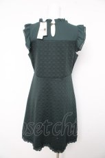 画像2: axes femme / パール付カットJQワンピース M グリーン Y-26-02-15-169-AX-OP-SZ-ZT390 (2)