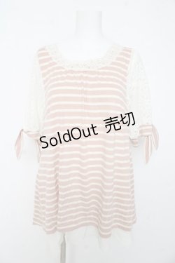 画像1: axes femme / Backデザイン半袖チュニ M 淡ピンク Y-26-02-15-170-AX-TO-SZ-ZY