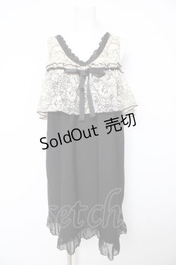 画像1: axes femme POETIQUE / 肩開きレース使いカットチュニ M 黒 Y-26-02-15-171-AX-OP-SZ-ZS