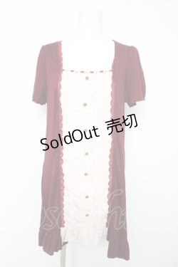 画像1: axes femme / 縦切り替えブロッキングチュニック M ワイン Y-26-02-15-172-AX-TO-SZ-ZY