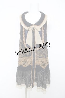 画像1: axes femme / レース柄ボウタイチュニ M 紺 Y-26-02-15-174-AX-OP-SZ-ZY