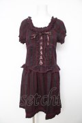 axes femme / チェックレースアップワンピ M ワイン Y-26-02-15-177-AX-OP-SZ-ZY
