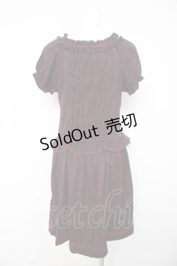 画像2: axes femme / チェックレースアップワンピ M ワイン Y-26-02-15-177-AX-OP-SZ-ZY