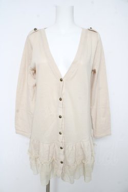 画像1: axes femme / 裾フリルニットロングカーディガン M アイボリー Y-26-02-15-021-AX-TO-IG-ZY