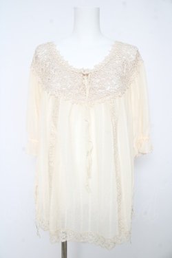 画像1: axes femme / オフショルカギ針編みブラウス M 生成り Y-26-02-15-022-AX-TO-IG-ZY