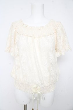 画像1: axes femme / 総レースクロプトトップス M アイボリー Y-26-02-15-024-AX-TO-IG-ZY